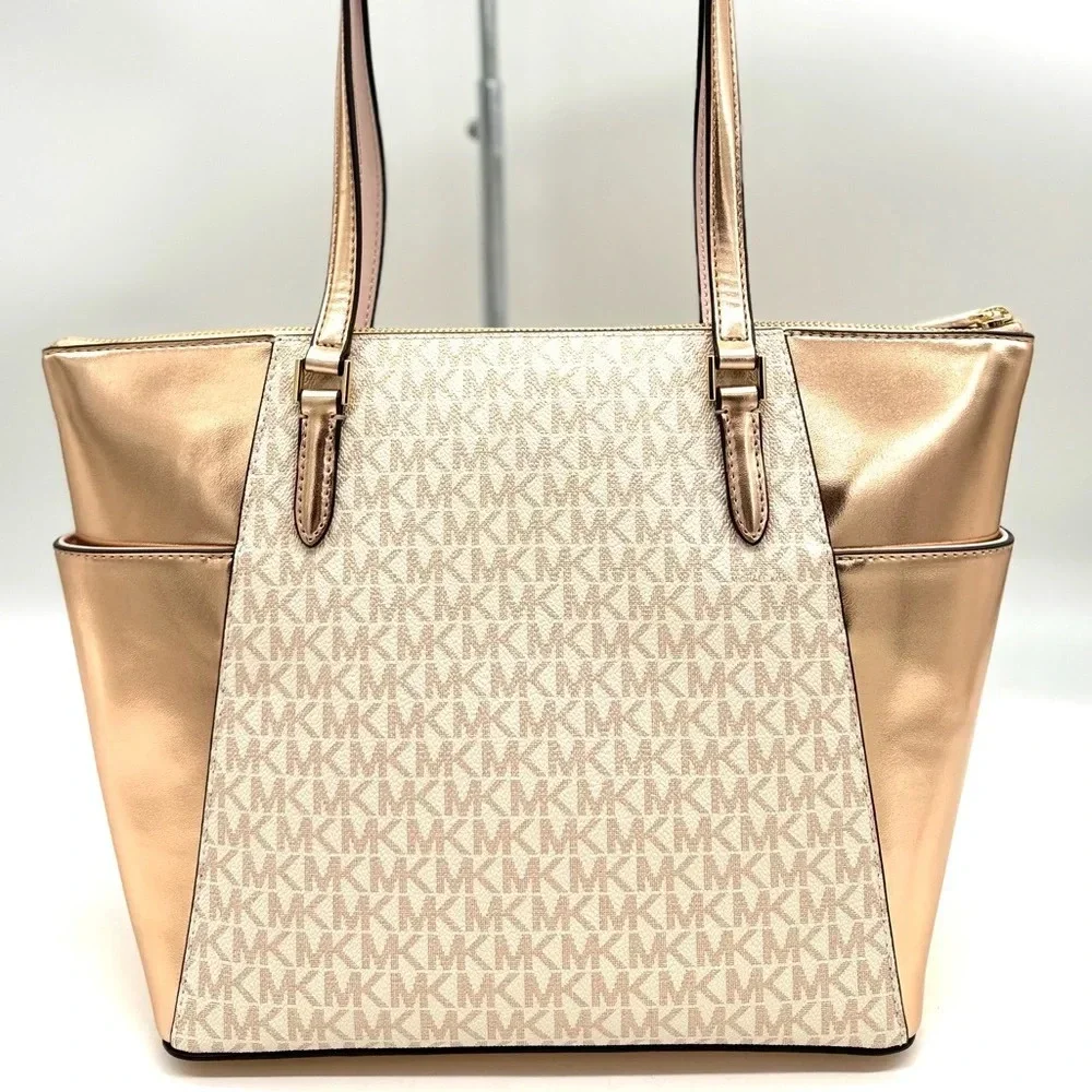 Michael Kors Large Charlotte TZ Tote Bag Rose Gold (NWT)